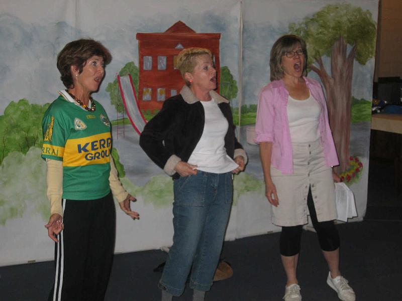 F0194_0010.jpg - Students 
Sydney (Marsha Sweeney), Robin (Pam Grove) and Martha (Janice Monkowski) are singing one of the show's many pieces.