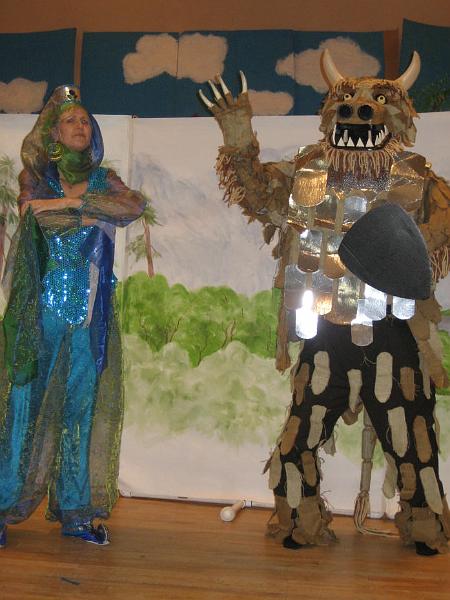 S0013_0019.jpg - Beast threatens 
The beast is played by Bill Leach, who created his own costume.