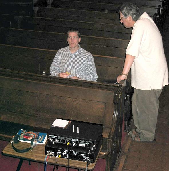 F0058.0017+18.jpg - The "studio". 
The recording engineer, Don Ososke, is talking to Daniel.
